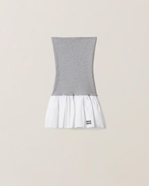 Miu Miu Poplin And Jersey Miniskirt - Multicolor