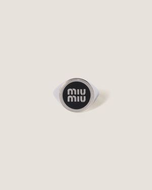 Miu Miu Enamelled Metal Ring - Black