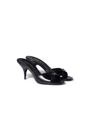 Miu Miu Patent Leather Mules With Buckle - Black