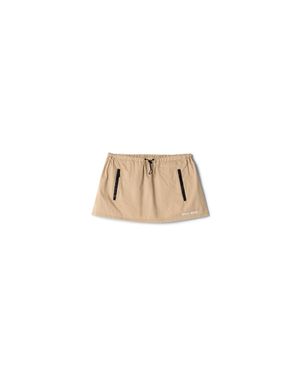 Miu Miu Washed Gabardine Miniskirt - Natural