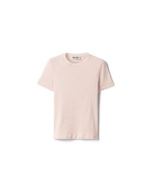 Miu Miu Pointelle Cotton T-Shirt - Pink