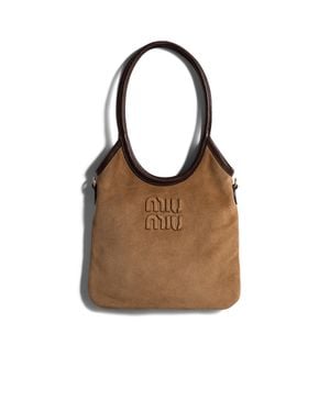 Miu Miu Ivy Suede Handbag - Brown