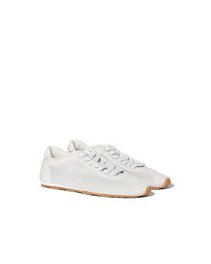 Miu Miu Plume Mesh Fabric Trainers - White