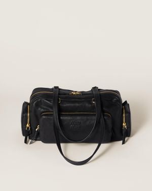 Miu Miu Pocket Washed Nappa Leather Bag - Black