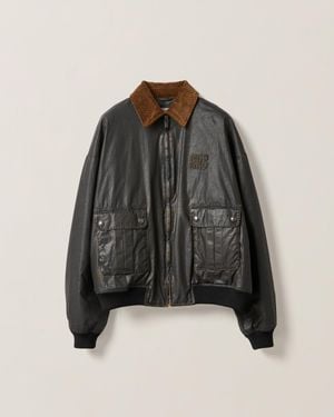 Miu Miu Coated Cotton Poplin Bomber Jacket - Black