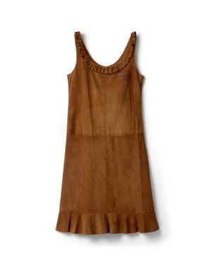 Miu Miu Waxed Suede Dress - Brown