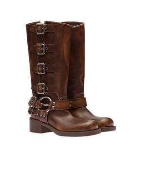 Miu Miu Leather Boots - Brown