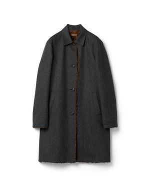 Miu Miu Reversible Wool And Chekiang Coat - Black