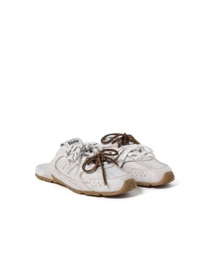 Miu Miu New Balance X 530 Sl Deco Calf Leather Mules - White