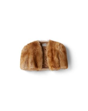 Miu Miu Shearling Fur Bolero Jacket - Brown
