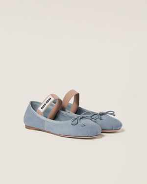 Miu Miu Suede Ballerinas - Blue