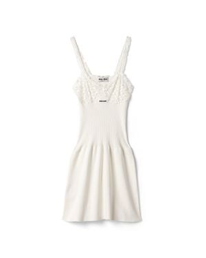 Miu Miu Cotton And Lace Dress - White