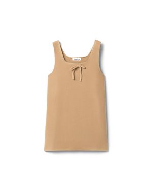 Miu Miu Waxed Double Wool Dress - Natural