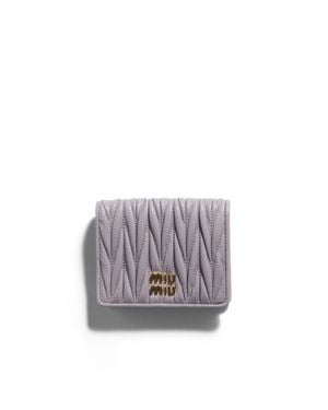 Miu Miu Small Matelassé Nappa Leather Wallet - Purple
