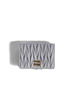 Miu Miu Matelassé Nappa Leather Small Wallet - Gray