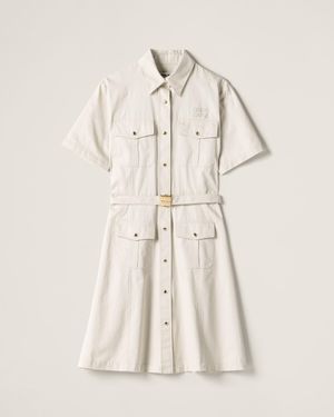 Miu Miu Gabardine Dress - Natural