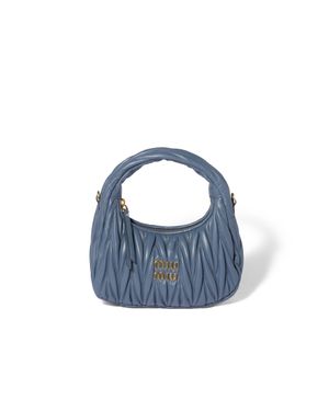 Miu Miu Wander Matelassé Nappa Leather Hobo Bag - Blue