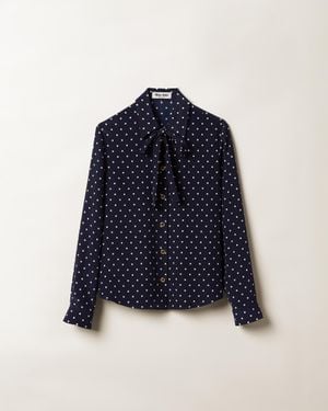 Miu Miu Polka-dot Crepe De Chine Shirt - Blue