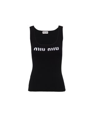 Miu Miu Viscose Tank Top - Black