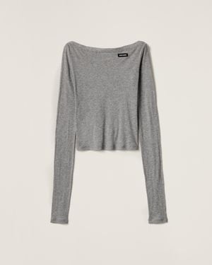 Miu Miu Ribbed Jersey Top - Gray