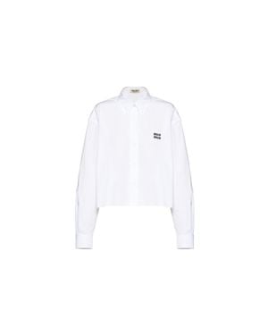 Miu Miu Cropped Poplin Shirt - White