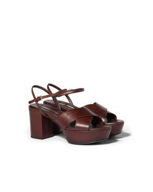 Miu Miu Leather Platform Sandals - Brown