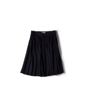 Miu Miu Pleated Waxed Suede Skirt - Black