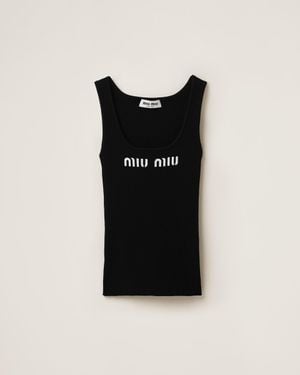 Miu Miu Viscose Tank Top - Black