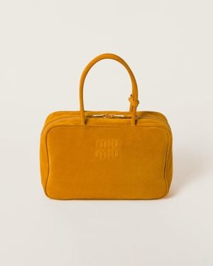 Miu Miu Suede Beau Bag in Brown | Lyst