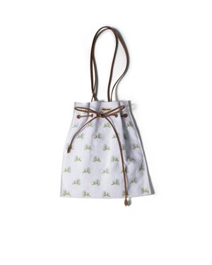 Miu Miu Embroidered Linen Tote Bag - White