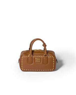 Miu Miu Arcadie Studded Leather Bag - Brown