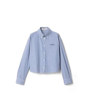 Miu Miu Micro Pinstripe Poplin Shirt - Blue