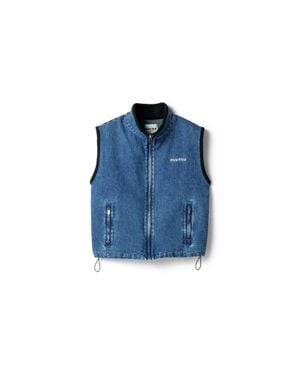 Miu Miu Cashmere Denim Blouson Vest - Blue