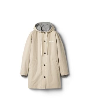 Miu Miu Single-Breasted Panama Cotton And Fleece Caban Jacket - Natural