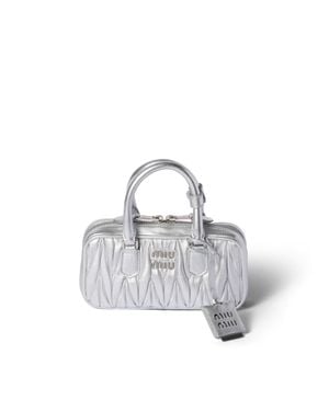 Miu Miu Arcadie Matelassé Nappa Leather Mini-Bag - Grey