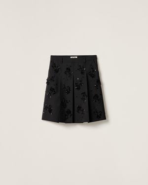 Miu Miu Embroidered Kid Mohair Skirt - Black