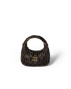 Miu Miu Wander Matelassé Nappa Leather Bag - Black