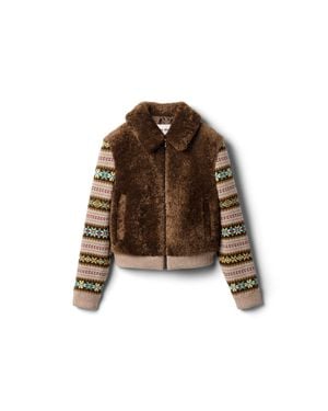 Miu Miu Shearling Blouson Jacket - Brown