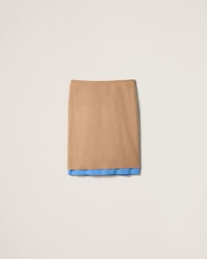 Miu Miu Camel-Hair Midi-Skirt - White