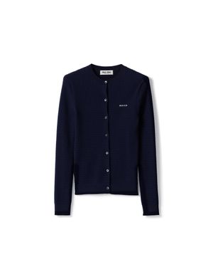 Miu Miu Cable-Knit Cashmere And Silk Cardigan - Blue
