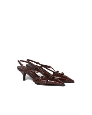 Miu Miu Croco-Print Slingback Court Shoes - Brown