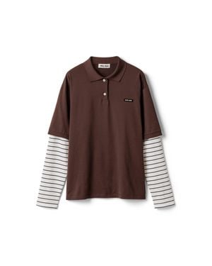Miu Miu Jersey Polo Shirt - Brown