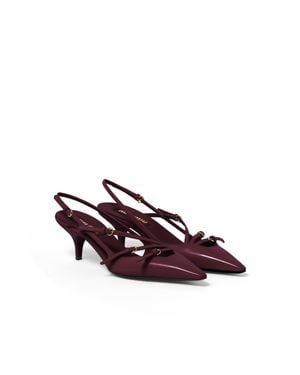 Miu Miu Patent Leather Slingbacks With Buckles - Purple