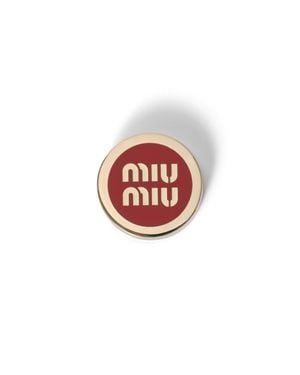 Miu Miu Enamelled Metal Logo Brooch - Red