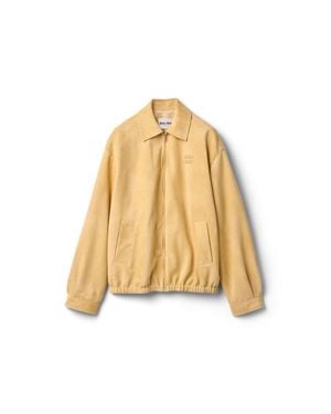 Miu Miu Waxed Suede Blouson Jacket - Natural