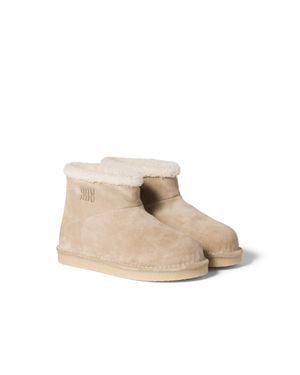 Miu Miu Suede And Shearling Booties - Natural