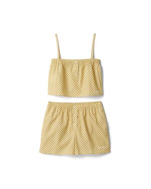 Miu Miu Poplin Top And Shorts - Yellow