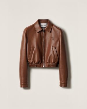 Miu Miu Plongé Nappa Leather Blouson Jacket - Brown