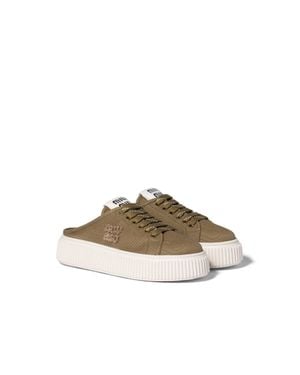 Miu Miu Denim Trainer Mules - Brown
