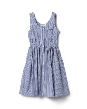 Miu Miu Vertical Stripe Poplin Mini-Dress - Blue